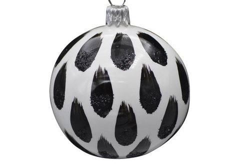 Visuel 1 du produit Suspension décorative boule graphique coloris noir en verre - Ø 7 cm