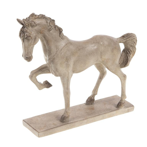 Visuel 2 du produit Statuette de cheval au trot en résine crème - 16 x 15,5 x 22,5 cm