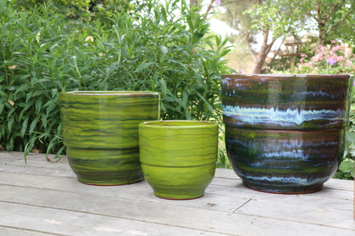 Visuel 1 du produit Vase en terre cuite émaillée vert Forêt Les Poteries d’Albi Rebord - Ø 30 x H 27 cm