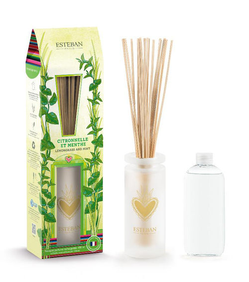 Visuel 2 du produit Bouquet parfumé avec sa recharge senteur citronnelle et menthe Esteban - 100 ml