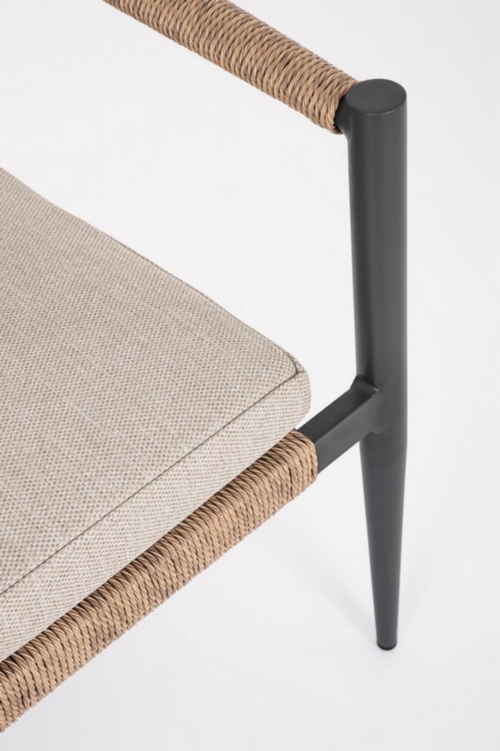 Visuel 3 du produit Fauteuil empilable anthracite et naturel, aluminium et résine, BIZZOTTO JANDIA