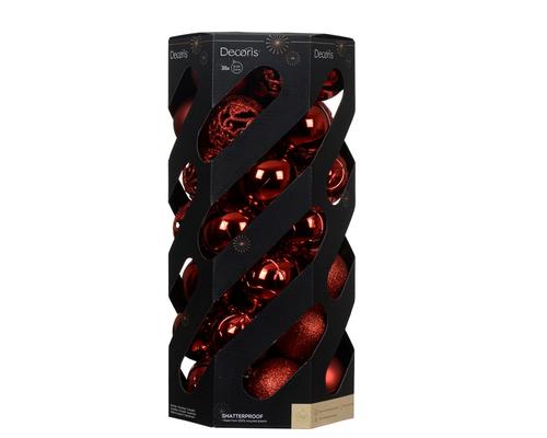 Visuel 1 du produit Boîte de 35 boules de Noël en plastique recyclé rouge Noël - Ø 6 cm