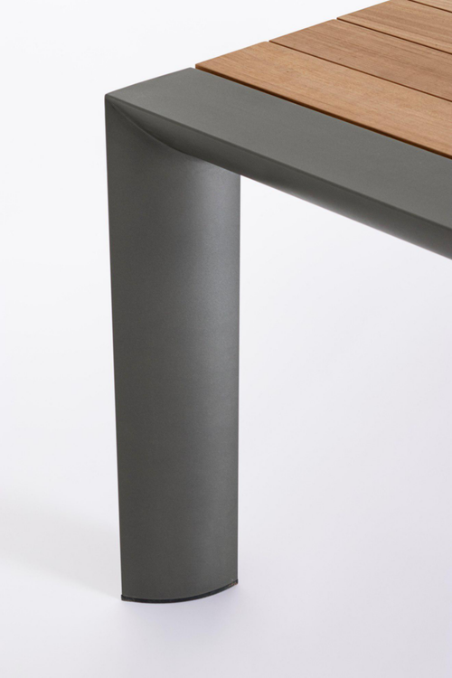 Visuel 10 du produit Table avec allonges Capucine coloris bois en aluminium et teck - 253/319/384 x 110 cm