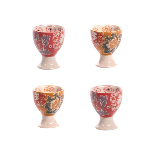 Visuel 1 du produit Coffret de 4 coquetiers en grès décoré Zephyr - Ø 6 cm