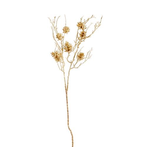 Visuel 1 du produit Branche artificielle de pommes de pin dorées - 75 cm