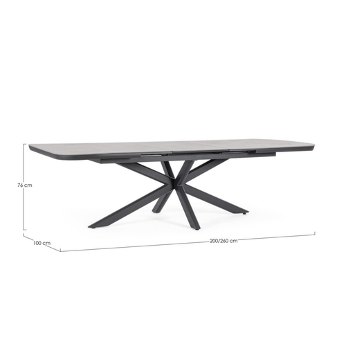 Visuel 2 du produit Table extensible en aluminium anthracide et pierre sintérisée Bizzotto Pascal Anthracite