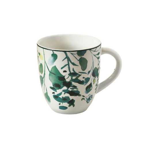 Visuel 1 du produit Mug en grès Oxalis coloris blanc motif floral vert - 32 cl