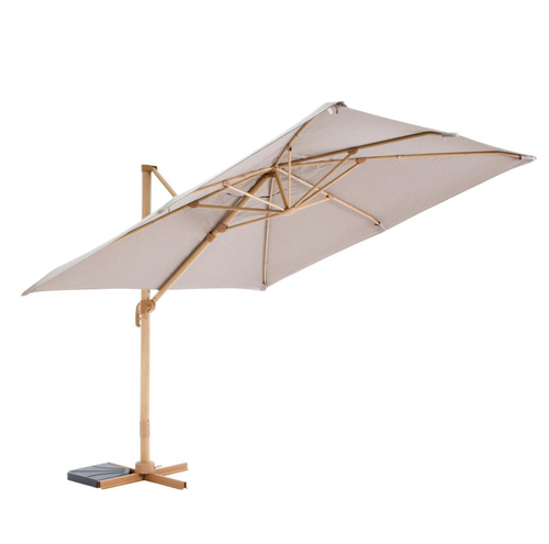 Visuel 1 du produit Parasol déporté look bamboo coloris taupe en aluminium et polyester - 3 x 3 m