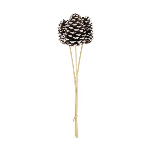 Visuel 1 du produit Ensemble de 3 pommes de pin givrées sur bâton en bois - Ø 14 x H 55 cm