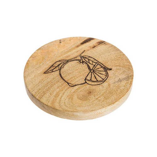 Visuel 2 du produit Sous-verres en bois de manguier à décor citron noirs x2 - Ø 10 cm