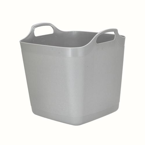 Visuel 1 du produit Lot de 3 paniers souples carrés coloris gris en plastique - 25 L