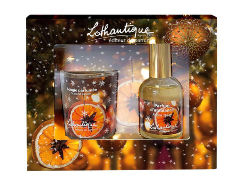 Visuel 1 du produit Coffret cadeau bougie parfumée + parfum d’ambiance Lothantique Cannelle & Orange - 75 g + 50 ml
