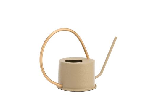 Visuel 1 du produit Arrosoir en métal à grande anse ronde coloris beige mat - 33,5 x 13 x 22 cm