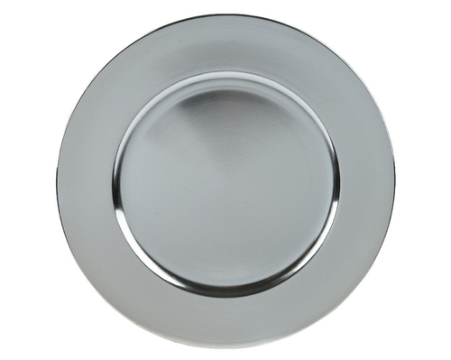 Visuel 1 du produit Sous assiette de présentation coloris argent en plastique - Ø 33 cm