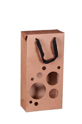 Visuel 1 du produit Boxbag Atlanta en papier kraft naturel 2 bouteilles Cav Service - 18 x 9 x 36 cm