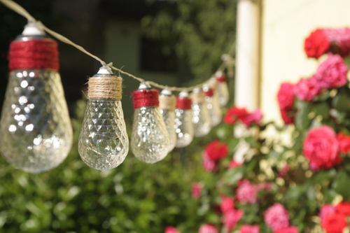 Visuel 2 du produit Guirlande Beebop  à suspendre 10 LED facettes coloris beige en corde naturelle - 180 cm