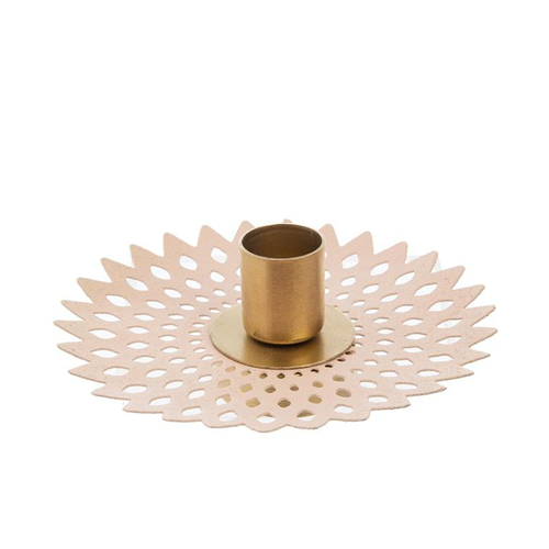 Visuel 1 du produit Porte-bougie forme étoile ronde en métal rose - Ø 12 x 4,5 cm