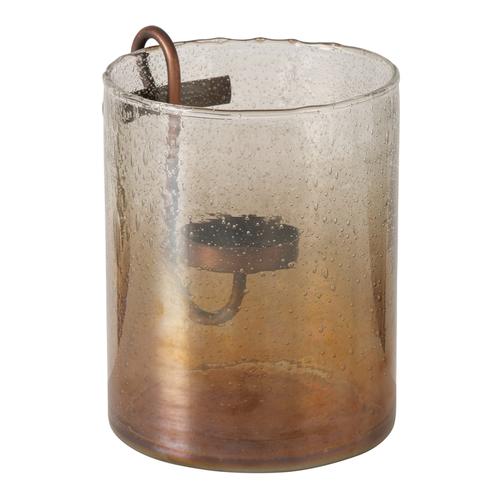 Visuel 1 du produit Photophore verre laqué et bougeoir en fer marron et gris Gradera - Ø 13 x H 16 cm