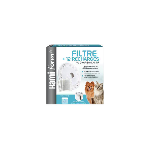 Visuel 1 du produit Filtre pour bar à eau pour chien et chat et 12 recharges au charbon Hamiform