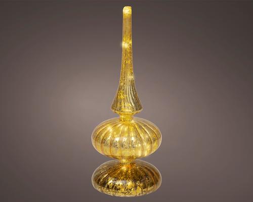 Visuel 1 du produit Cimier décoratif à poser en verre doré à LED blanc chaud - Ø 9 x H 23 cm