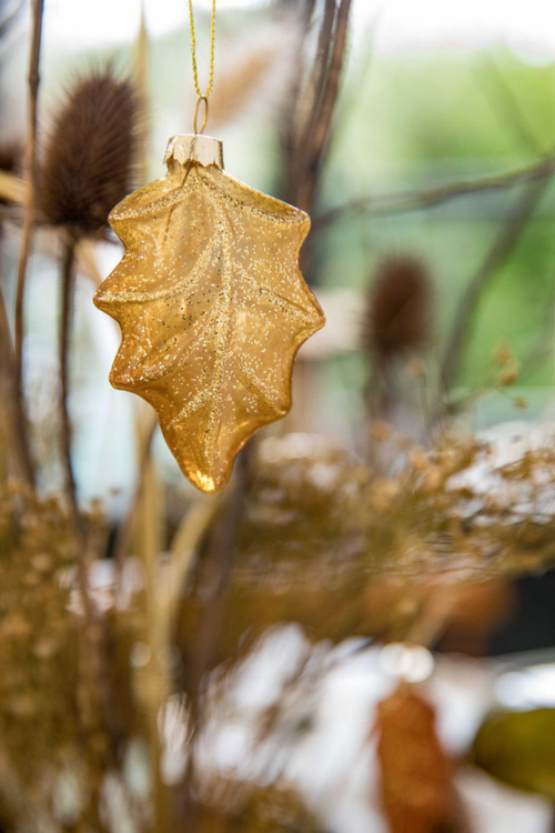 Visuel 5 du produit Suspension feuille coloris vert en verre - 5,5 x 8 x 2,5 cm