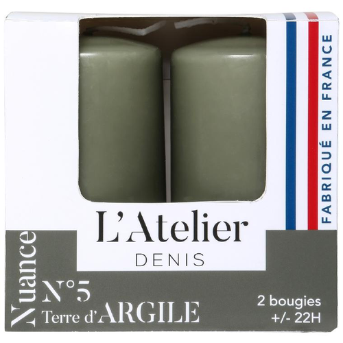 Visuel 1 du produit Bougie cylindrique gris argile L’Atelier de Denis - Le pack de 2