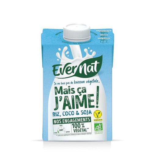 Visuel 1 du produit Boisson végétale riz coco et soja bio Mais ça j'aime Evernat- 50 cl