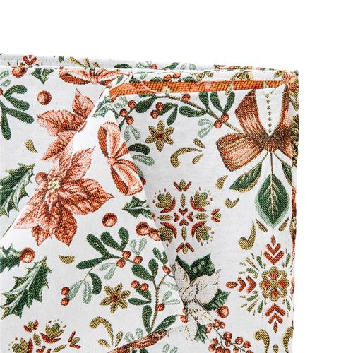 Visuel 1 du produit Nappe carrée en coton et polyéthylène blanche à motif floral vert et marron Ruban - 150 x 150 cm