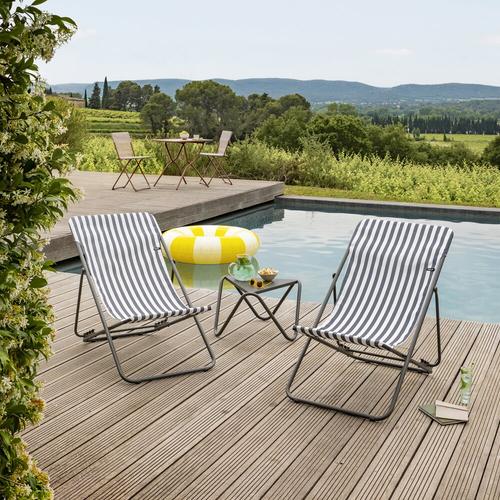 Visuel 5 du produit Maxi transat colorblock rayure terre Lafuma coloris marron en polyester - 62 x 83 x 91 cm