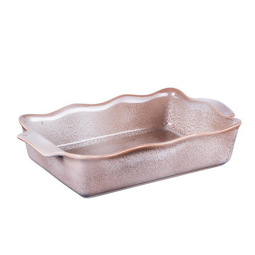Visuel 1 du produit Plat à four rectangulaire en porcelaine marron Ely - 36 x 21 x H 8 cm