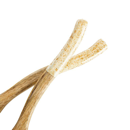 Visuel 2 du produit Ensemble de 2 couverts en bois de manguier décor moucheté crème et or - 26 x 6 x 1,2 cm