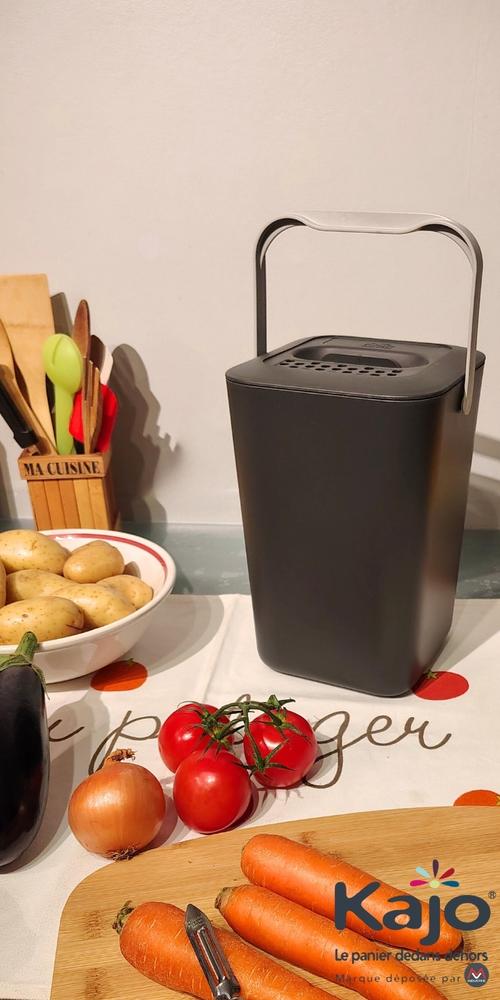 Visuel 3 du produit Seau à compost bioseau 7,5 L coloris gris en plastique - 20 x 19,5 x 29 cm