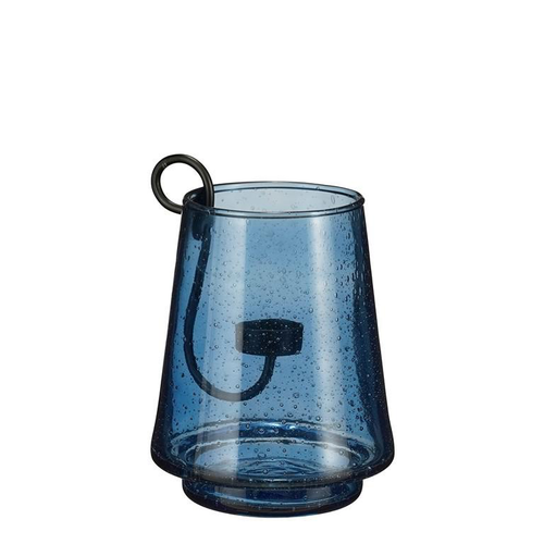 Visuel 1 du produit Photophore avec bougeoir en verre bleu Cristo - Ø 12 x 15 cm