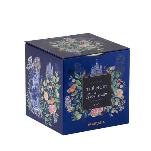 Visuel 1 du produit Thé noir goût russe bio en boite métal bleu Plantasia - 24 sachets