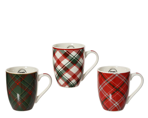 Visuel 1 du produit Mug en porcelaine colorée à motifs écossais - Ø 8 x H 10 cm