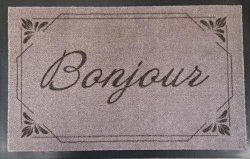 Visuel 2 du produit Tapis absorbant intérieur imprimé "Bonjour" coloris gris Sweetsol - 40 x 60 x 0,5 cm