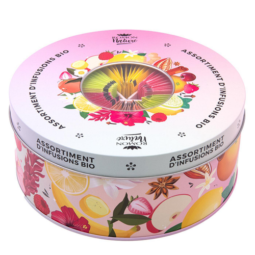 Visuel 1 du produit Coffret rond de tisane plaisir multi saveurs bio Provence d’antan - 108 g