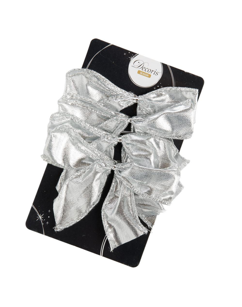 Visuel 1 du produit Nœud polyesther à paillettes blanc - 2,50 x 10 x 10 cm