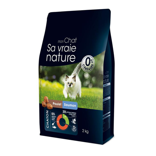 Visuel 1 du produit Croquette pour chaton au poulet et au saumon Sa vraie nature - 2 kg