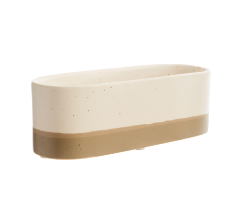 Visuel 1 du produit Jardinière Trio Cactus coloris beige en céramique - 20 x 7,2 x 7 cm
