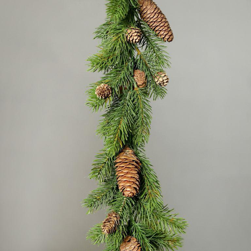 Visuel 1 du produit Guirlande de sapin artificiel verte avec cônes - 160 cm