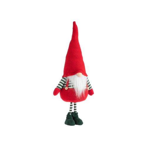 Visuel 1 du produit Gnome rouge debout avec pull rayé vert grand modèle - 110 cm