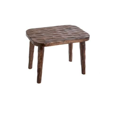 Visuel 1 du produit Tabouret en bois de manguier à finition martelée - 36 x 26 x 26 cm