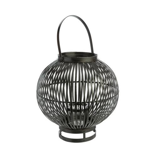 Visuel 1 du produit Lanterne ronde sur pied coloris noir en bambou - 35 x 35 x 35 cm