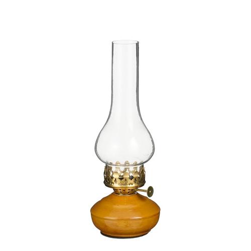 Visuel 1 du produit Photophore style lampe à huile en fer jaune et verre transparent - Ø 10 x H 27 cm