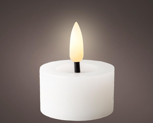 Visuel 1 du produit Bougie chauffe-plat blanche imitation cire à LED blanc chaud effet oscillant pour intérieur - Ø 4,4 x H 5,2 cm