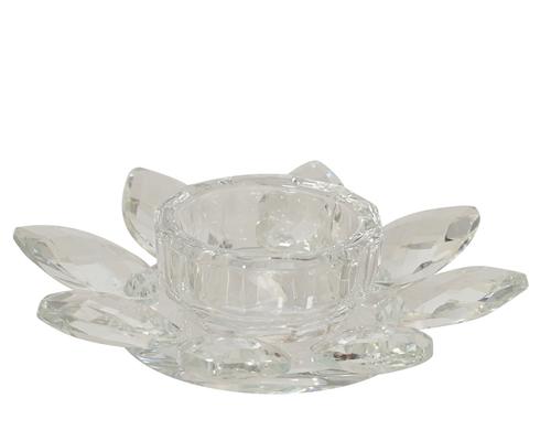 Visuel 1 du produit Photophore chauffe-plat forme fleur en verre transparent - Ø 12 x H 3 cm