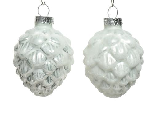 Visuel 2 du produit Boîte de 6 pommes de pin en verre blanc d’hiver - Ø 5 x H 7 cm