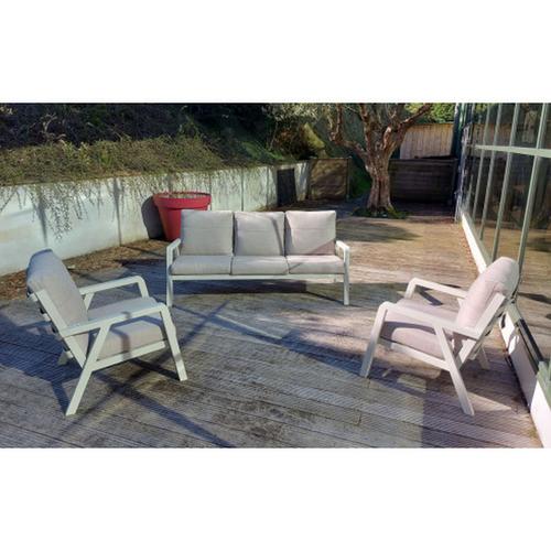 Visuel 1 du produit Salon de jardin 5 places en aluminium, coloris pélican - BIZZOTTO Truman