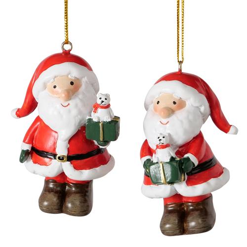 Visuel 1 du produit Pendentif de Noël Père Noël en métal rouge et vert Clemo - 5 x 3 x 7 cm